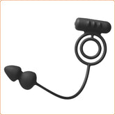 Silicone Vibrating Cock Rings with Anal Beads