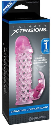 Fantasy X-Tensions Vibrating Couples Cock Cage Pink
