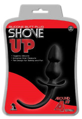 Shove Up 4" Black Silicone Butt Plug with Tail