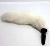 White Faux Fox tail Silicone Anal Plug