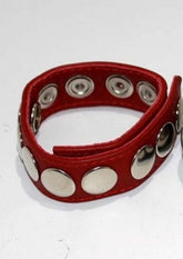 8 Speed Red Leather Cock Ring
