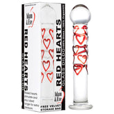 Adam & Eve Red Hearts Glass Dildo