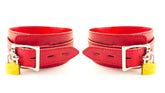 BDStyle Faux Leather Collar Adjustable Red Thick