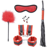 Black and Red Plushy 6 piece Bondage Kit