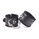 Buckler Faux Leather Cuffs With Chain