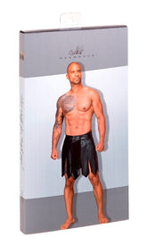 DECADENCE Eco Leather Men's Gladiator Skirt, PVC Pleats - S