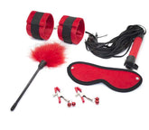Downy Fetish Play Kit 5 Pcs Black And Red