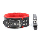 Fetish World Red Fur Lined Locking Collar