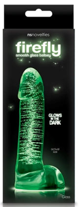 Firefly Glass Smooth Ballsey 4 inch Dildo Glow in the Dark
