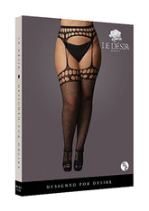Garterbelt Stockings With Open Design - Black
