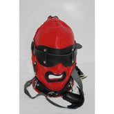 Hellish Red With Black Slave Hood & Blindfold Leather