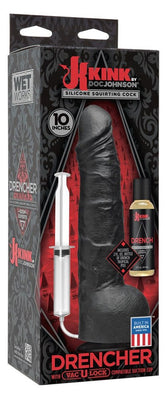 Kink Wet Works Drencher - Silicone Squirting Cock Black