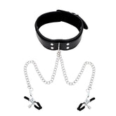 KinkCraft Slave Collar Leather and Nipple Clamps