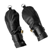 Lace Up Leather Mitts with Wrist Cuffs