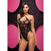 LAPDANCE Criss Cross Lace Teddy - Black