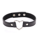 Leather Collar With Metal Heart