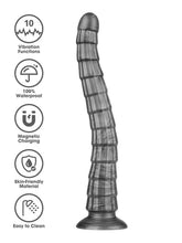 Lovetoy Vibrax Slider King Sized Rechargeable Vibrating Dildo 36.8cm Grey