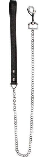 Pain Leather Handle Chain Lead