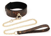 Spartacus Brown Floral Print PU Collar and Leash