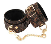 Spartacus Brown Floral Print PU Wrist Cuffs