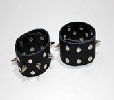 Spiked Leather Ankle Cuffs With Studs