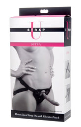 Sutra Fleece-Lined Strap On with Vibrator Pouch