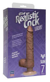 The Realistic Cock UR3 Vibrating 7 in. Slim with Balls Brown