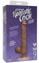 The Realistic Cock UR3 Vibrating Slim 9 Inch - Brown