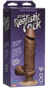 The Realistic Cock Vibrating 8 Inch Brown