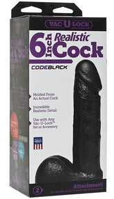 Vac-U-Lock Code Black 6 inch Realistic Cock