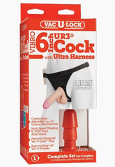 Vac-U-Lock Vibrating 6 UR3 Cock with Strap-On Flesh