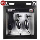 Vibrating Alligator Mini Nipple Clamps Black