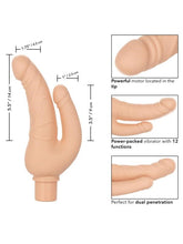 Rechargeable Power Stud Over and Under Dual Penetration Dildo