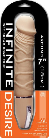 Infinite Desire 7" Silicone Vibrator with 10 Rhythms Flesh