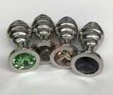 Ribbed Jewelled Butt Plug Large Smoke
