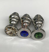 Ribbed Jewelled Medium Butt Plug Champagne