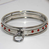Steel Jeweled Medium Slave Collar Ruby