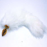 BDStyle White Fox Tail Ribbed Anal Plug - Soft Kink Delight