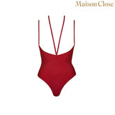 MAISON CLOSE Red Bodysuit Thong With Naked Breast