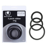 Rubber 3 Piece Cock Ring Set Black For ED Treatment
