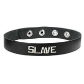 Spartacus Premium Leather BDSM Wordband Collar - Cum Dump