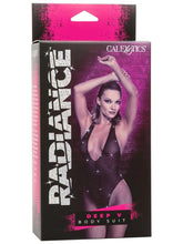 Radiance Deep V Rhinestone Mesh Bodysuit with Thong
