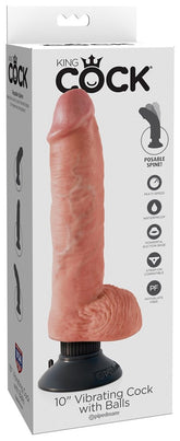 King Cock 10 Inch Suction Cup Vibrating Cock with Balls