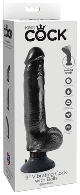 King Cock Vibrating Cock with Balls Black