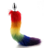 Colorful Fox Tail Steel Butt Plug Large