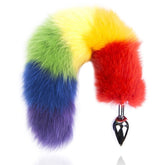 Colorful Fox Tail Steel Butt Plug Small