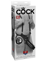 King Cock 11 Inch Two Cocks One Hole Hollow Strap-on System