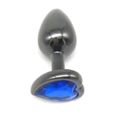 Heart Jeweled Black Steel Butt Plug Medium