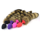 Silicone Butt Plug With Faux Fox Tail Small