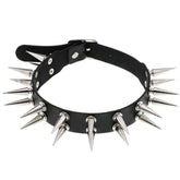 Double Row Spiked Rivet Collar Heavy